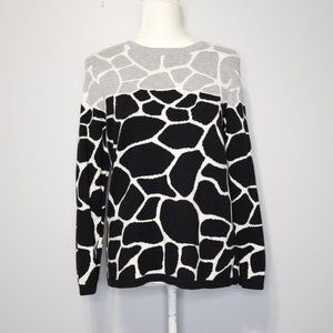 Talbots Black and Gray Patterned Sweater